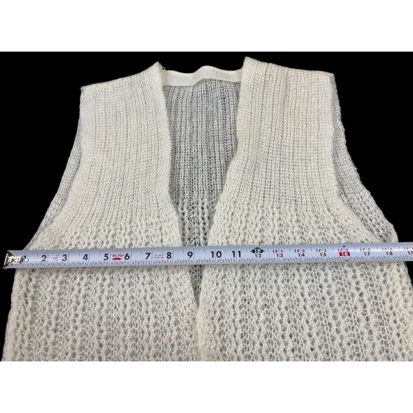 VTG Women’s Ivory Knit Open Front Sweater Vest Textured Lightweight Gradmacore S - Image 9