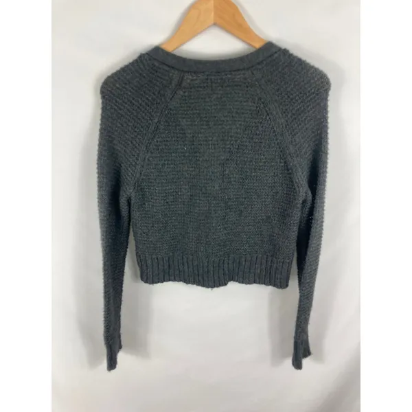 American Eagle Soft Cropped Button Front Cardigan Grey Size XS - Image 4
