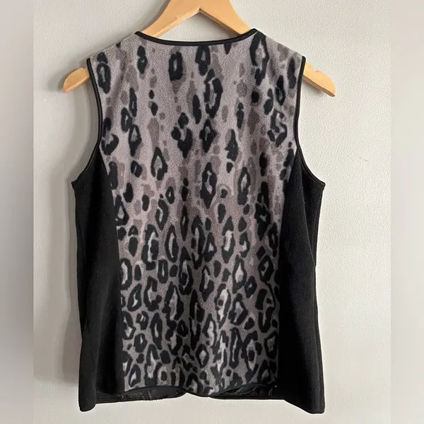 Bob Mackie Leopard Print Vest XS Black Gray Animal Print Zip Up Y2K - Image 7