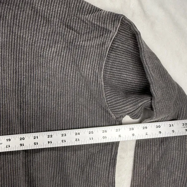 Aerie Hoodie Pullover Ribbed‎ Drawstring Cropped Comfy Casual Gray Large - Image 2