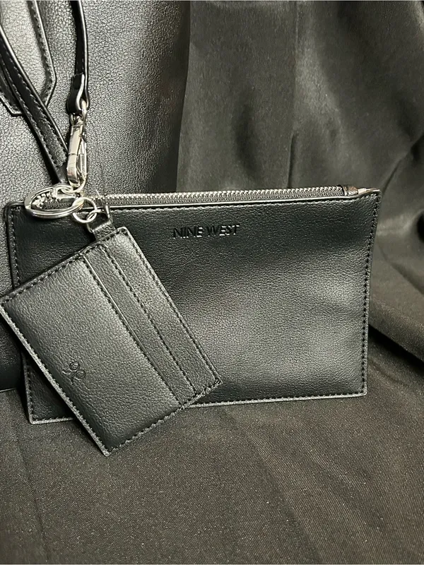 Nine West Black Tote Bag 3 PC Set NWT - Image 9