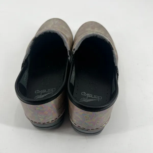 Dansko Tan Iridescent Nursing Clog shoes comfort slip on leather metallic 37/6.5 - Image 3
