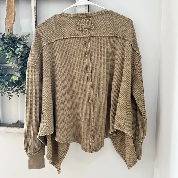 We The Free Tops Free People Women's We The Free Coraline Thermal Camel Tan‎ XS - Image 4