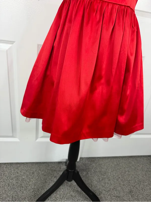 Vintage Forever 21 Red Satin Bow Back Mini Dress Sz S Petite NWOT - Image 6