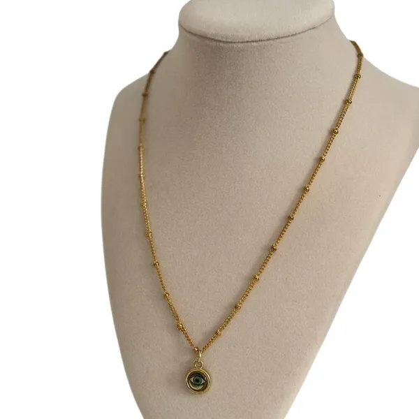 Gold Evil Eye Pendant Necklace Women Stainless Steel Dainty Chain Jewelry - Image 2