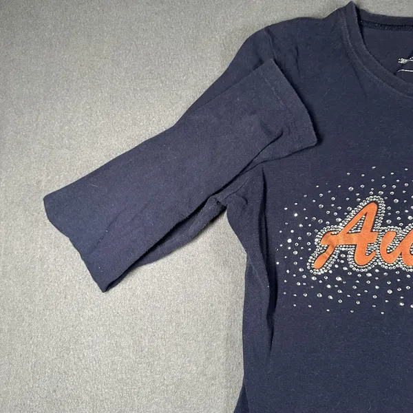 Auburn Shirt Womens Large Retro Brand Long Sleeve Rhinestone Graphic Tee Tigers‎ - Image 5
