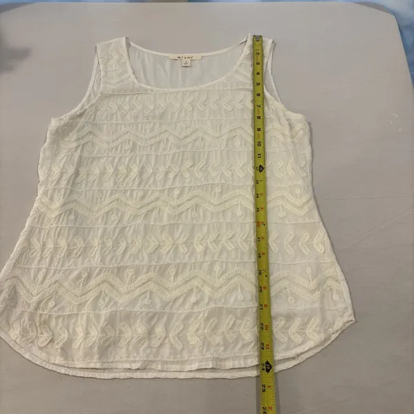 mi ami White Sleeveless Shirt Layering‎ Tank Top Size Small Coastal Beach Boho - Image 7