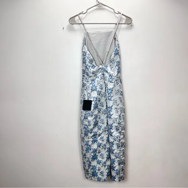 NWT Lulus Versailles Vibes Blue Jacquard Open Back Metallic Midi‎ Dress LARGE - Image 7