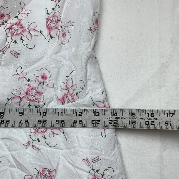 Ruby Rox juniors 5 small white pink floral strapless dress glitter y2k princess - Image 6
