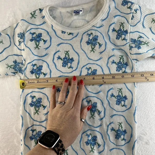 Vintage HEALTHKNIT Small Womens Long John Thermal 2 Pc Set Top Bottom Floral USA - Image 8