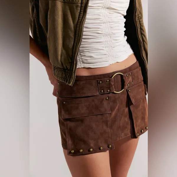 Free people Micro Mini Suede Cargo Skort - Image 3