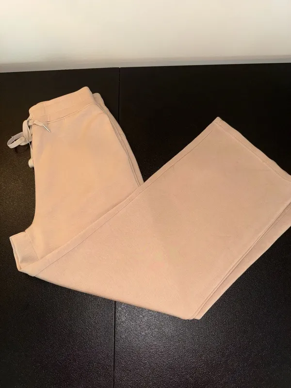 Caracilia Women's Beige Wide Leg Drawstring Lounge Knit Pants Size S - Image 2