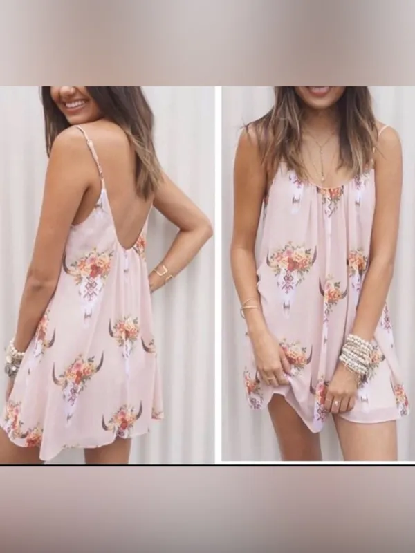 Show Me Your Mumu Women’s Beige Frida Bullhead Trapeze Mini Dress size Small - Image 2