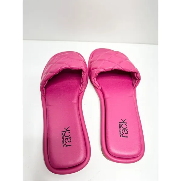 Nordstrom Rack Sandals Womens‎ Size 6 Quilted Pink Slides - Image 6