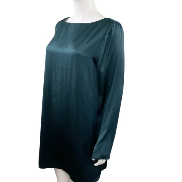 Madewell Satin Shift Mini Dress in‎ Smokey Spruce Size Medium - Image 3