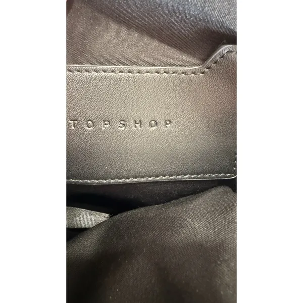 TopShop Black Nylon Sling Bag Crossbody Backpack Adjustable Silver Hardware - Image 6