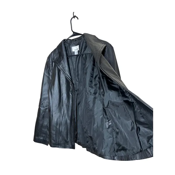 Vintage East 5th Black Genuine Leather Zipper Front‎ Jacket Women's Medium - Image 6