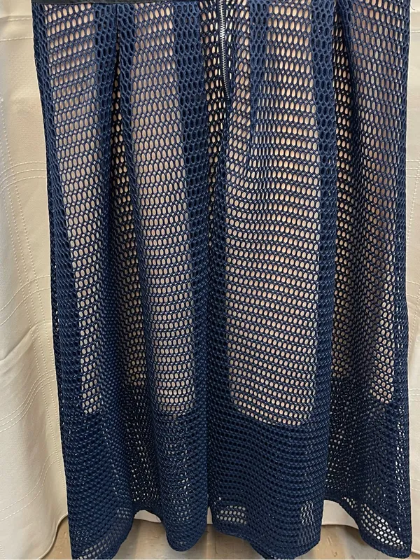 L'ATISTE L Navy Blue Wedding Guest Sheer Mesh Illusion Midi Dress Self Portrait - Image 9
