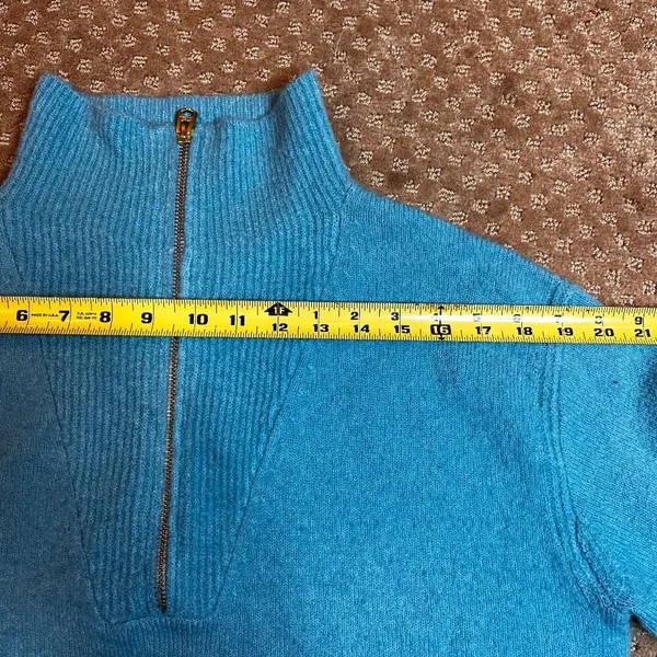 J Crew Turqoise Blue 1/4 Half Zip Mock Neck Wool Blend Pullover Sweater SZ S - Image 8
