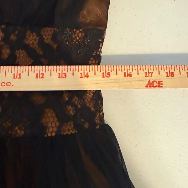 VTG Y2K Betsy & Adam Womens Dress 12 Black Bronze Halter Lace Mesh Prom Cocktail - Image 4