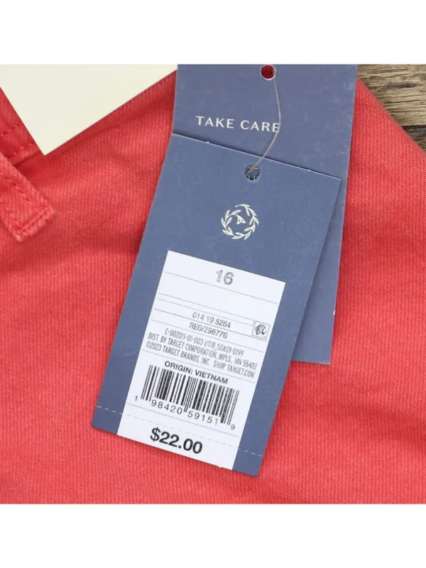 NWT Universal Thread High-Rise Sailor Denim Jean Shorts 93070841 Red 16 - Image 9