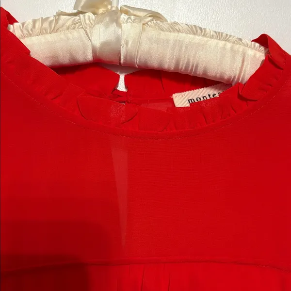 Monteau Vibrant Valentine’s Red Ruffle Sleeve Blouse - Image 6