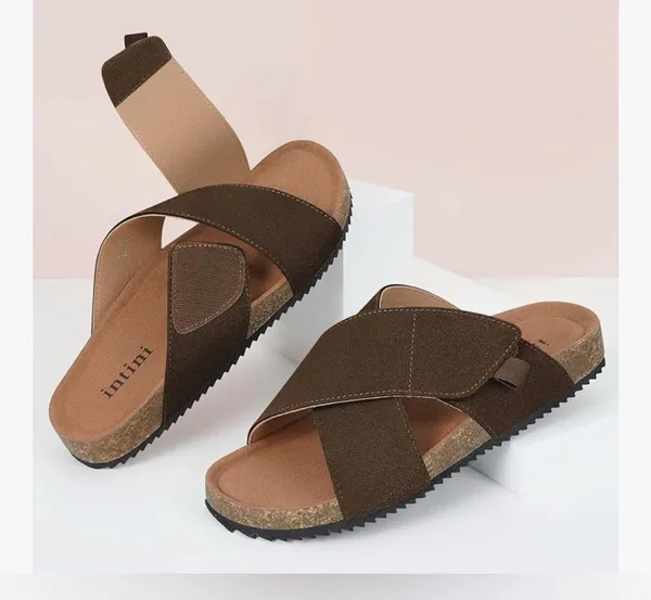 NEW Cork Footbed Slides Suede Genuine Leather Sandals Arch Support Adj Straps 9 - Image 8