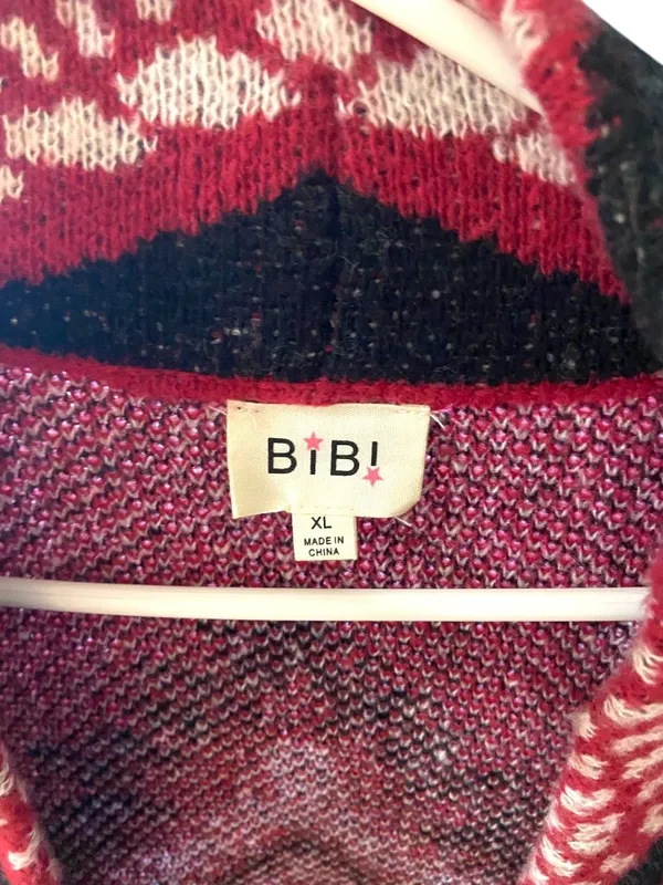 Bibi Southwestern Chunky Duster Cardigan Red Size XL Western Boho Rodeo Preppy - Image 3