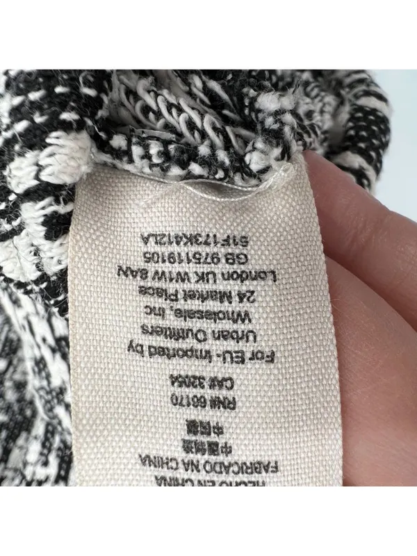 Free People Sante Fe Jacquard Kimono Hoodie Black White Bohemian Size Medium - Image 13