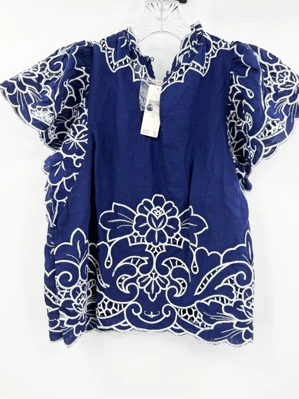 Anthropologie NWT Women's Laine High-Neck Lace Cutwork‎ Blouse Size XS - Image 2