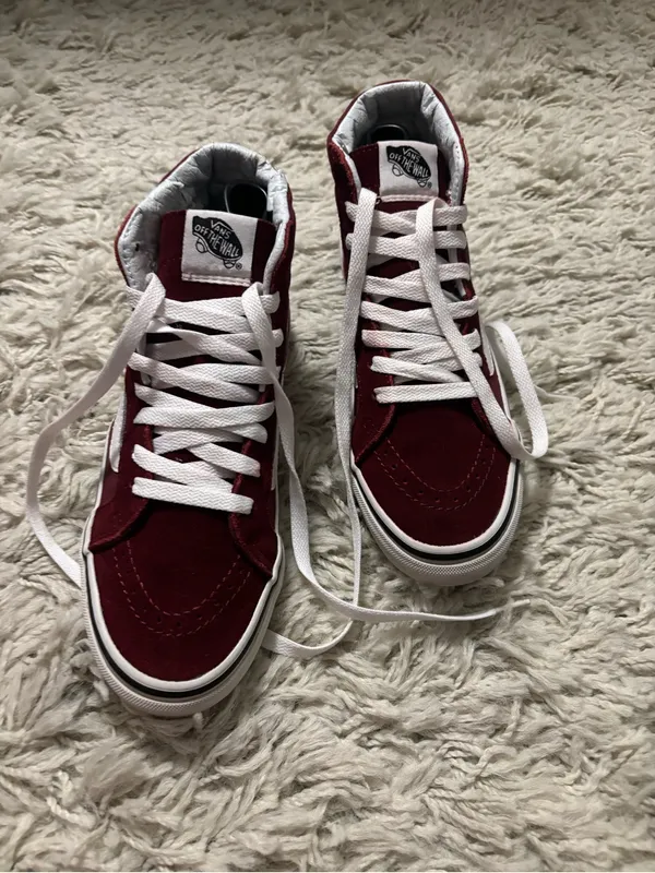 Vans High Top Sneakers Women’s Size 6, Men’s Size 4.5 Burgundy with White - Image 6