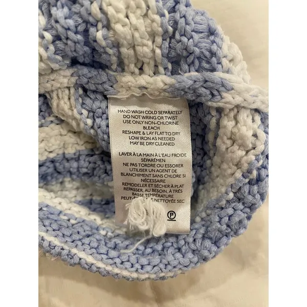 Anthropologie Maeve Knit Open Back Top Blue and White Stripe Sz XXS - Image 8