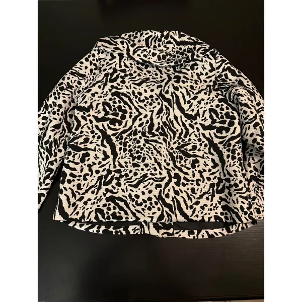 Saint Tropez West‎ Womens Animal Print Textured Blazer Jacket Black White Size M - Image 5