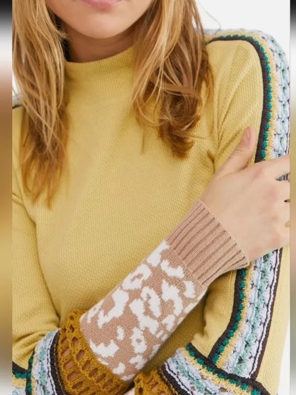 Free People Switch It Up Boho Thermal Cuff Top Size XS - Image 3