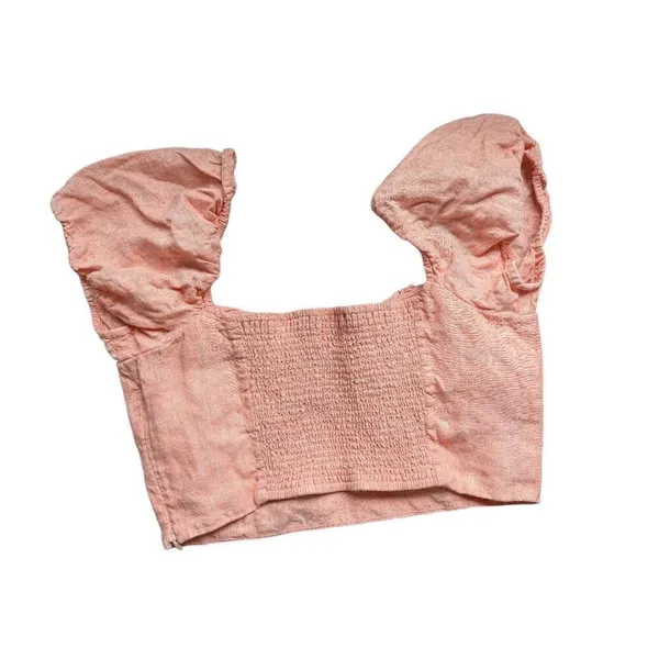 Aritzia Wilfred wander organic linen crop blouse Medium - Image 6