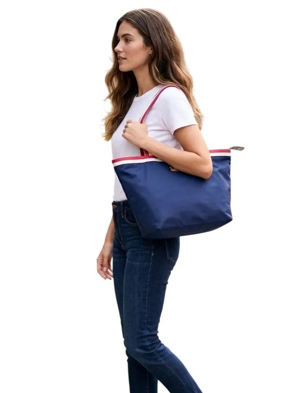 Kate Spade New York Nautical Blue Canvas Tote Bag Purse Travel Beach Resort - Image 2