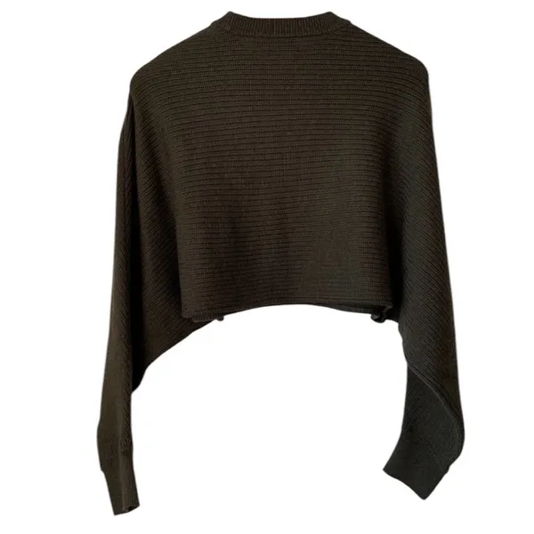 Wilfred Free Lolan Olive Green Merino Wool Cropped Dolman Sleeve Sweater Top 2 - Image 4