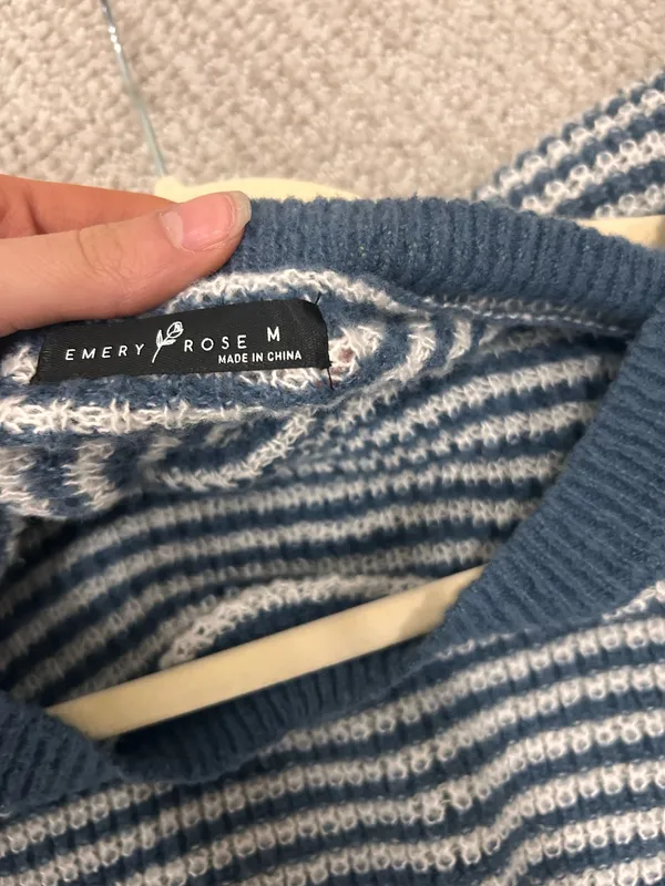 Blue Striped Off the Shoulder Top - Image 3