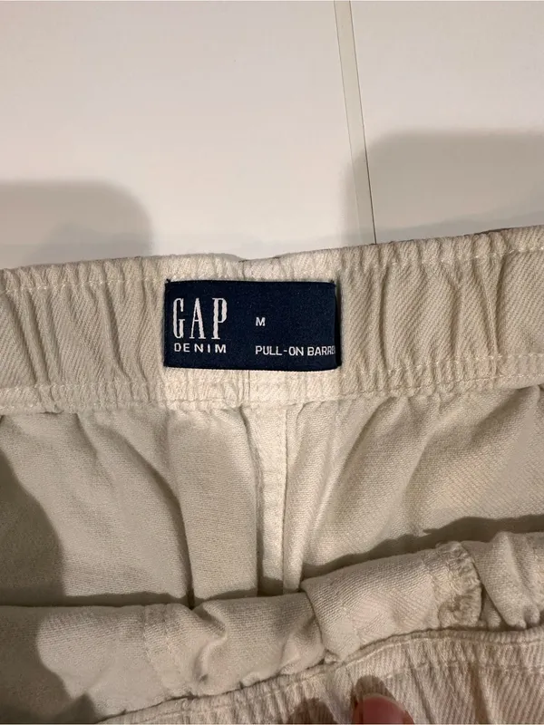 Gap Pull-On Barrel Pants Medium Milk Ivory Cotton Lyocell Utility - Image 6