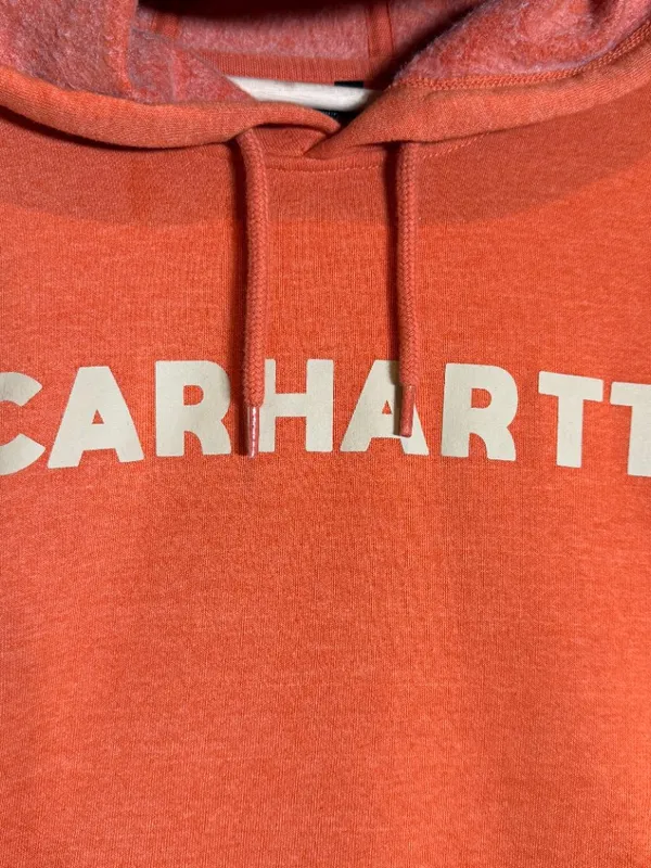 Carhartt Relaxed Fit Midweight Logo Graphic Sweatshirt Women Large Orange Hoodie - Image 6