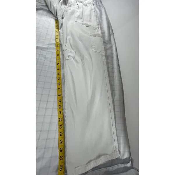 White High Rise Utility Cargo Pants Jeans Size 6 Straight Wide Leg Carpenter - Image 2