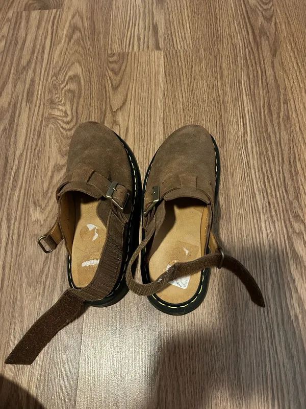 Dr. Martens brown suede clogs with ankle strap - Image 5