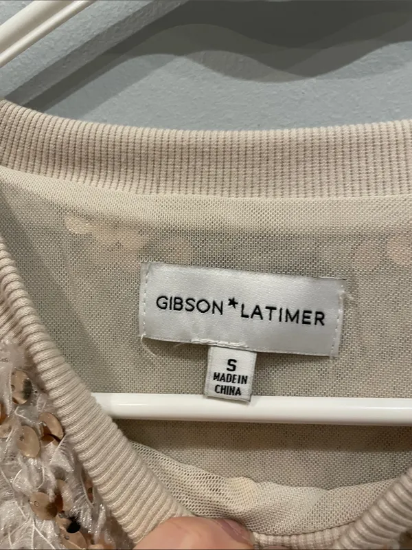 Gibson Latimer Cream Sequin Textured top- great going out - party look - Image 2