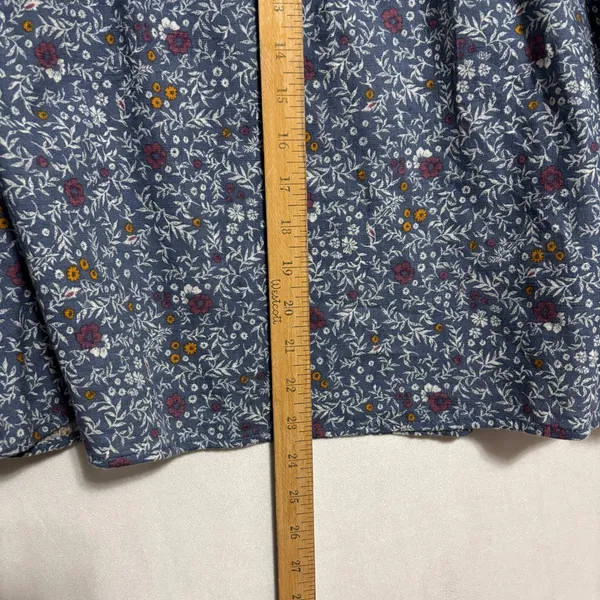 a.n.a Blouse Blue Floral Cotton Puff Sleeve Square Neck Boho Cottage Peasant M‎ - Image 7