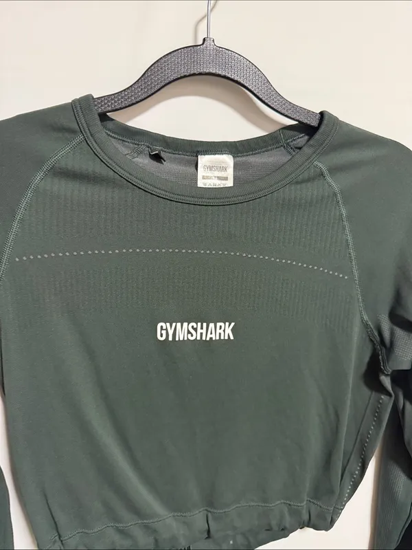 Gymshark‎ Energy Long Sleeve Crop Top Dark Green XS Thumbholes - Image 4
