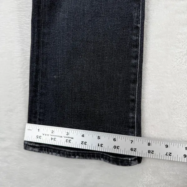 7 For All Mankind Luxe Vintage High‎ Rise Flare Jeans Black 23 Distressed Hem - Image 9