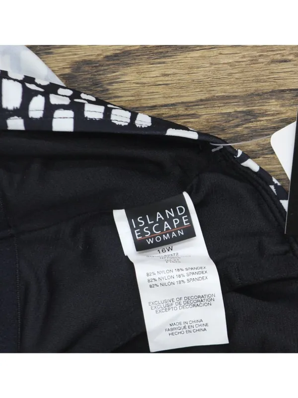 NWT Island Escape Cape Town Printed Tankini Swim Top N770658 Black / White 16W - Image 3