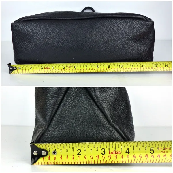 Calvin Klein Black Pebbled Leather Shoulder Bag Hobo Purse Slouchy Zip Y2K - Image 13