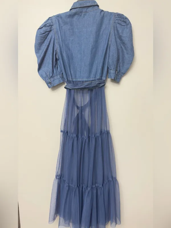 Denim Tulle Top (Light Denim) - Image 4