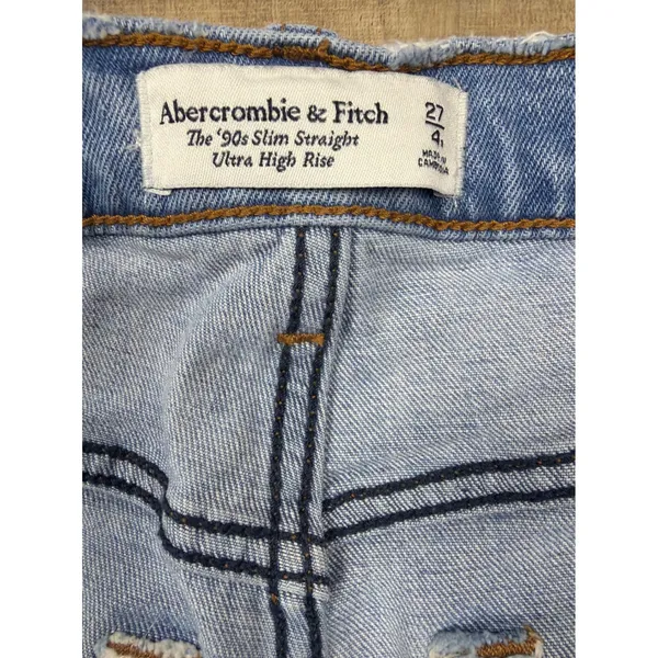 Abercrombie & Fitch 90s Slim Straight‎ Ultra High Rise Jeans Light Wash 27/4 - Image 6
